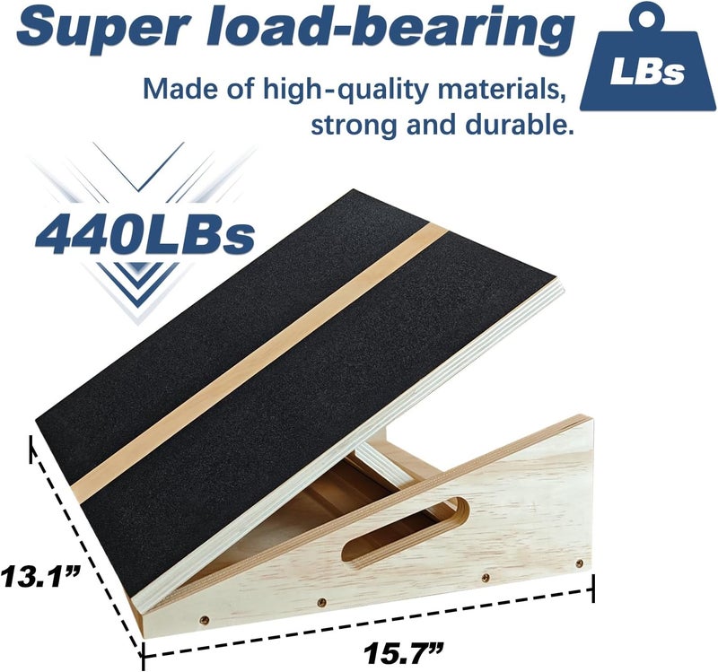 GOODLAN Adjustable Foot Incline Wooden Slant Board For Calf Stretching,440lb Capacity, Balance Velour Stretcher Ankle Stretch Knee Leg Boards Squats Wedge Exercise Pilates Fitness Portable Equipment - Image 4